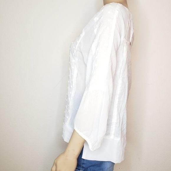 American eagle outfitters white swiss dot eyelet lace long sleeve top sz medium - Picture 4 of 7